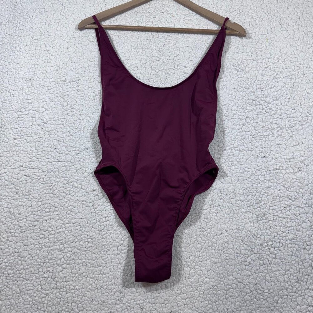 LIONESS Womens Burgundy One-Piece Swimsuit Size Small Adjustable Straps
